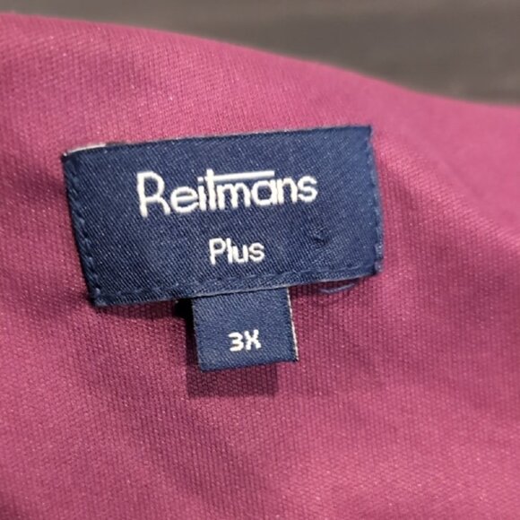 3/$20 Reitmans Purple Scoop Neck Lace Blouse Short Sleeve Pleated Top - Picture 8 of 9